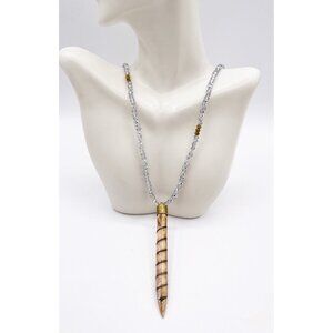 BPD Betsy Pittard Designs Spike Pendant Necklace Clear Glass Beads Boho Tribal